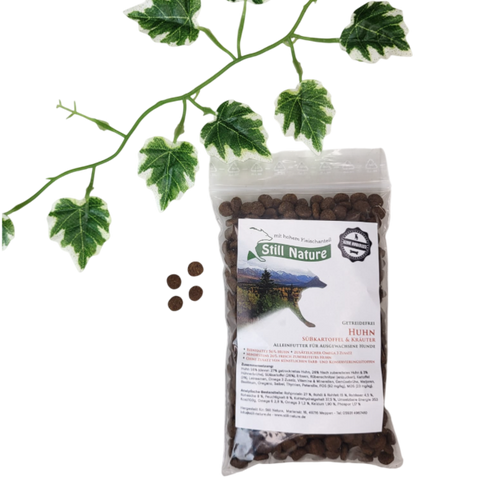 PROBE | Still Nature | Huhn mit Süßkartoffel und Kräuter | kleine Rassen