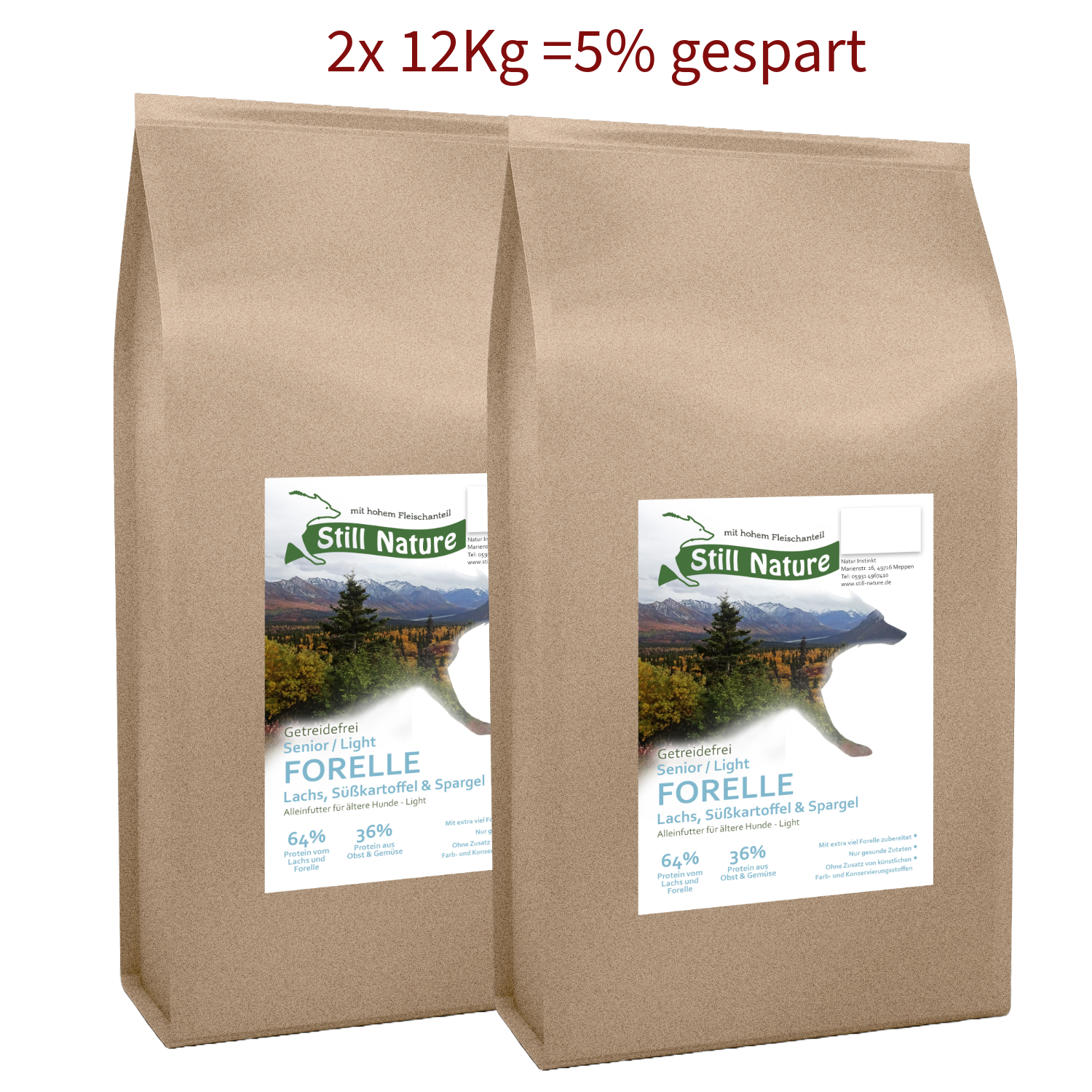 Senior Hundefutter Lachs & Forelle Light – mit Süßkartoffel